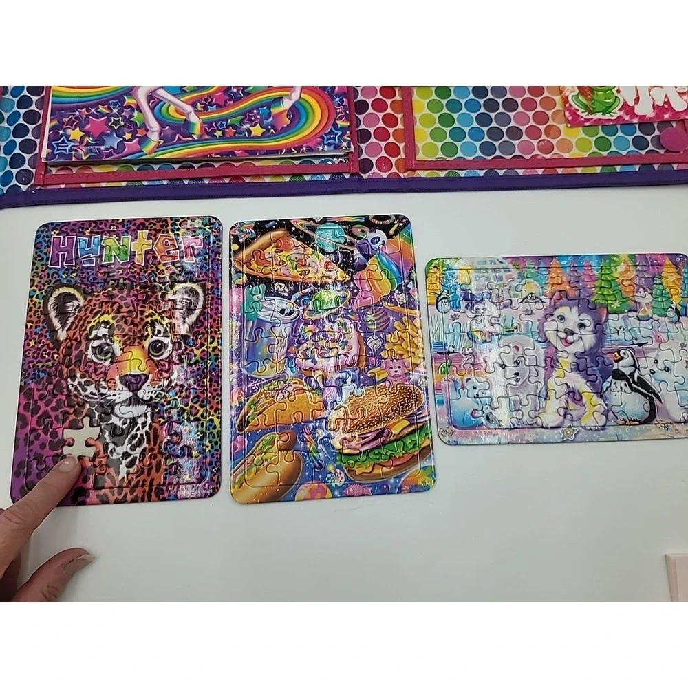 2022 Lisa Frank Tri-fold Case Puzzles Stickers Coloring Book Set Lot